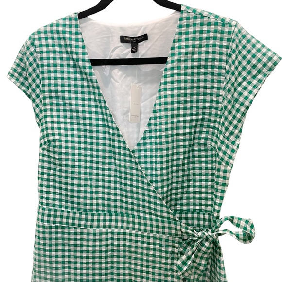 Banana Republic Green and White Gingham Midi Dress - Picture 3 of 9